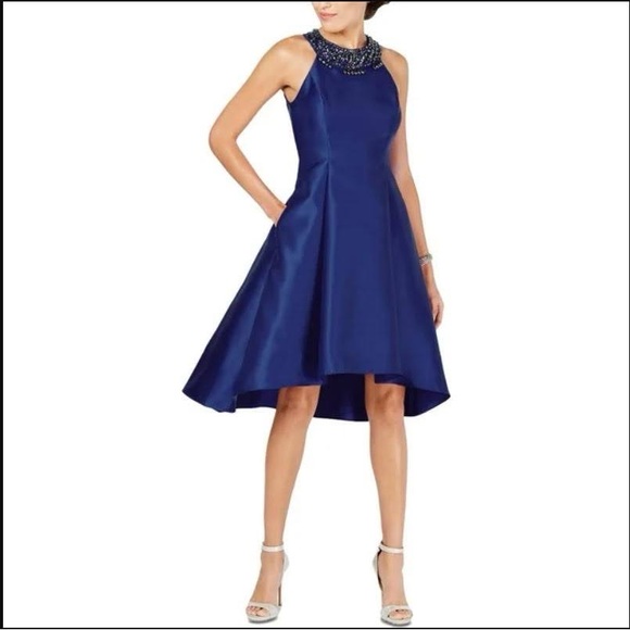 Adrianna Papell Mikado Satin Embellished Cocktail Dress - Size 8